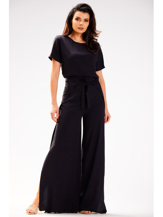 Awama Awama Spodnie damskie A589 Czarny Basic Fit