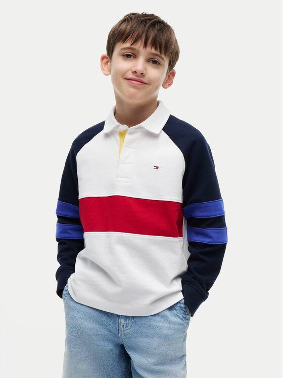 Tommy Hilfiger Tricou polo Colourblock KB0KB10584 Alb Regular Fit