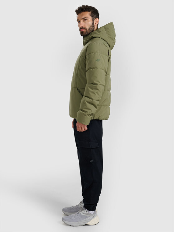 4F 4F Kurtka puchowa URBAN COMMUTER Khaki Regular Fit
