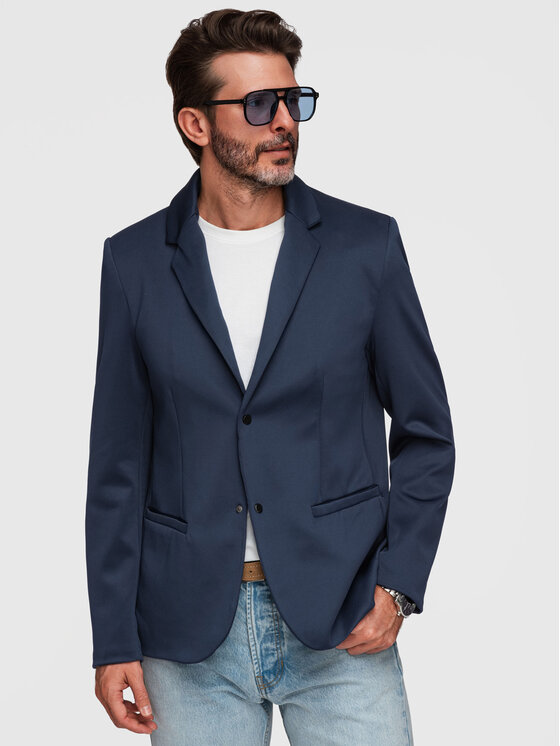 Ombre Ombre Marynarka M168 Granatowy Regular Fit