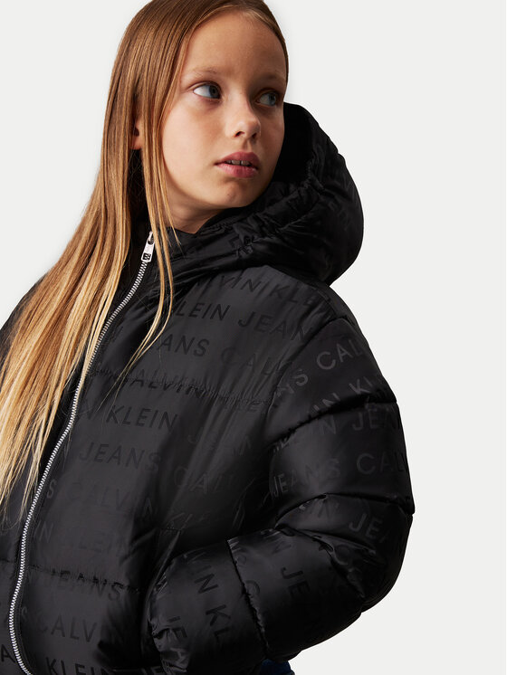 Calvin Klein Jeans Calvin Klein Jeans Geacă de iarnă Logo Aop IG0IG02730 Negru Regular Fit