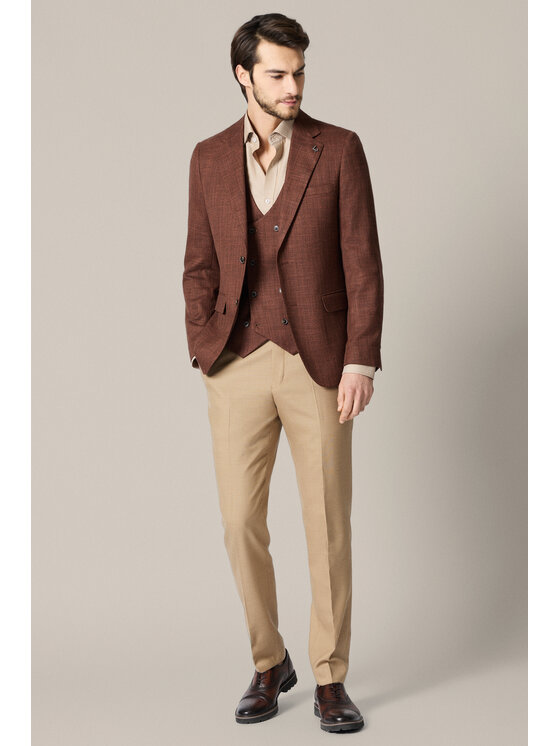 Lancerto Lancerto Marynarka Volterra MA131126000017 Brązowy Slim Fit