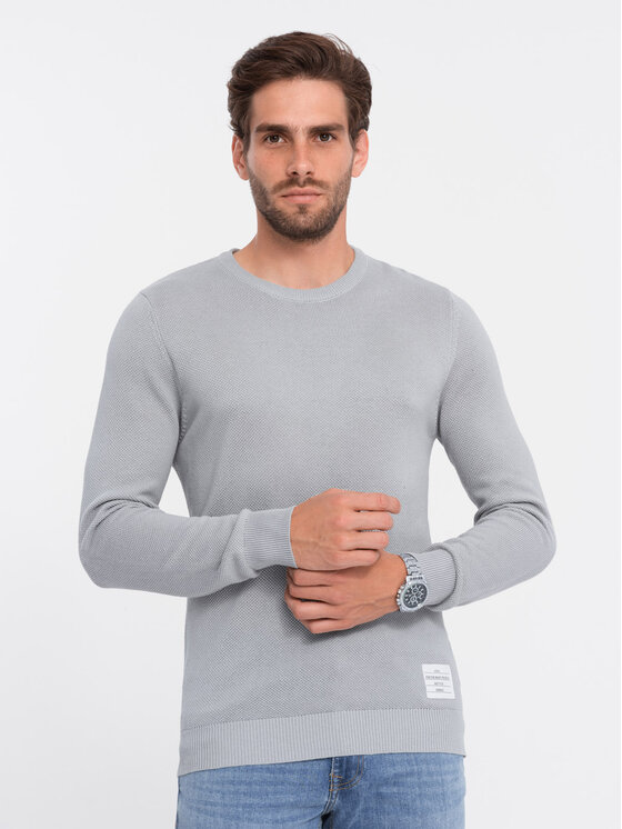 Ombre Ombre Sweter OM-SWSW-0104 Szary Fitting Fit