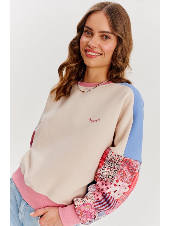 NAOKO NAOKO Mikina Boho Therapy Béžová Regular Fit