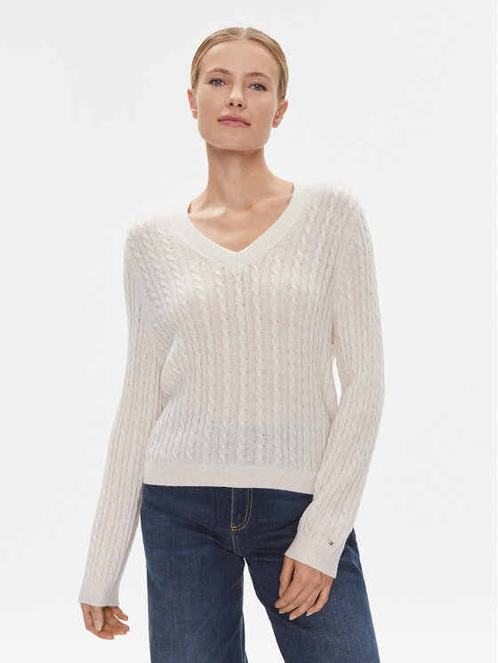 Tommy Hilfiger Πουλόβερ WW0WW39887 Μπεζ Regular Fit