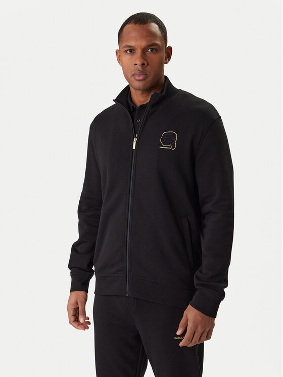 KARL LAGERFELD KARL LAGERFELD Džemperis ar kapuci 705004 561910 Melns Regular Fit