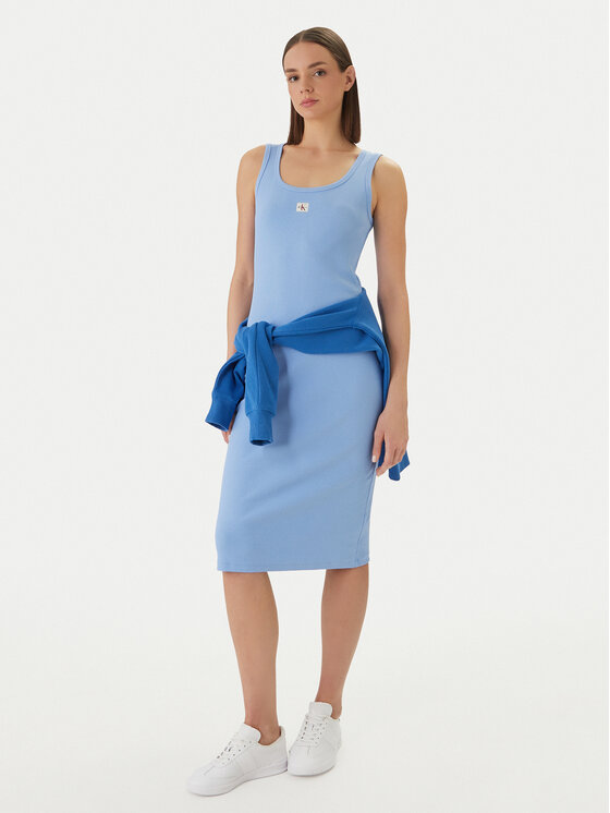 Calvin Klein Jeans Calvin Klein Jeans Kleid für den Alltag Baby Rib LV047F257G Himmelblau Slim Fit