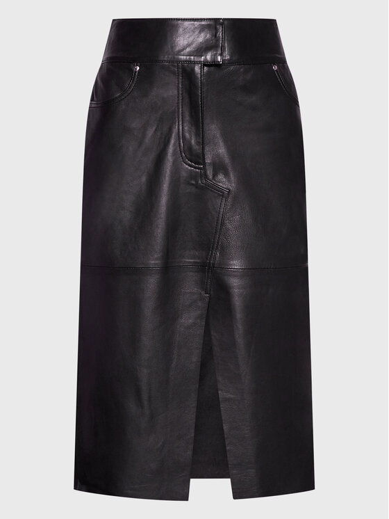 Notes Du Nord Notes Du Nord Кожена пола Emma 12806 Черен Slim Fit