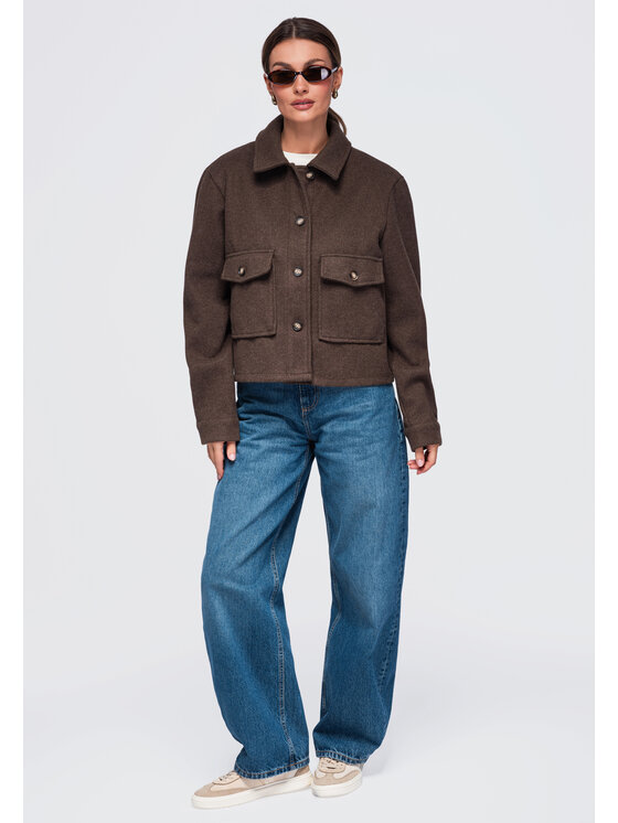 Ombre Ombre Kurtka przejściowa OW-JANP-0140 Brązowy Relaxed Fit