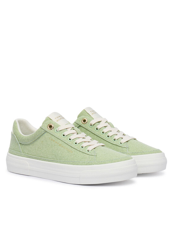 Tommy Hilfiger Tommy Hilfiger Sneakersy Washed Canvas Platform Trainers FW0FW09172 Zelená