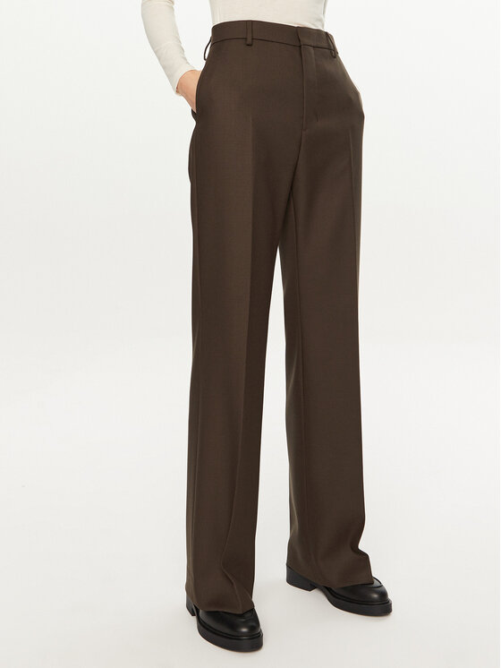 AMI Paris AMI Paris Kalhoty z materiálu FTR435.WV0053 Hnědá Flare Fit