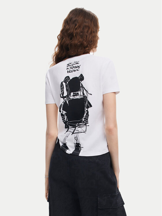 Desigual Desigual T-shirt Choi Lacroix 24WWTK90 Bijela Slim Fit