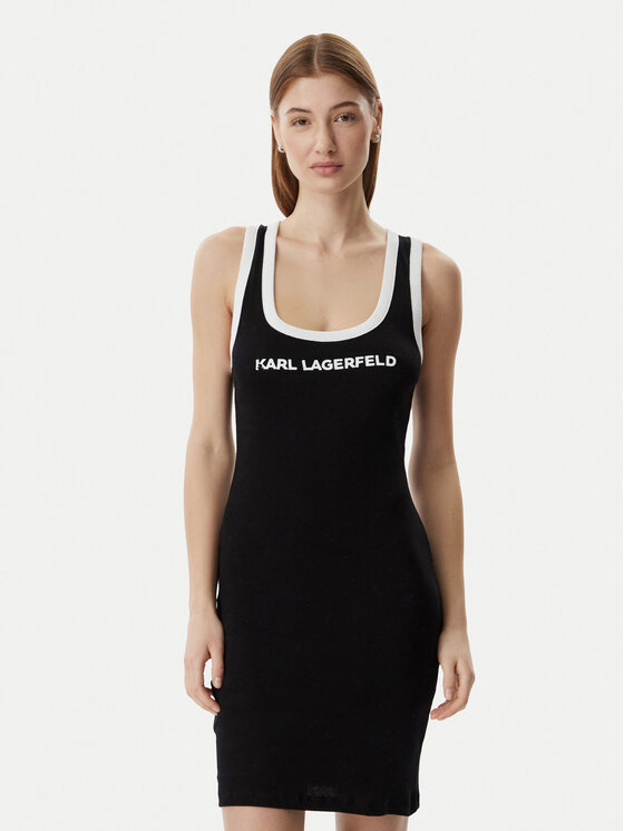 KARL LAGERFELD KARL LAGERFELD Kleid für den Alltag B2W46087 Schwarz Slim Fit
