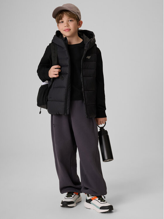 4F 4F Kamizelka OUTERWEAR Czarny Regular Fit