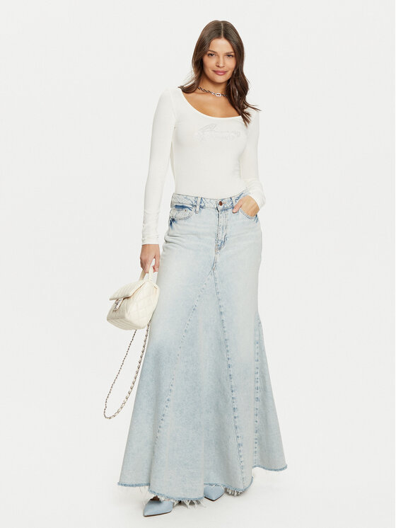 Guess Guess Džínsová sukňa W5RD95 D5LQ1 Modrá Regular Fit