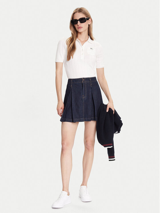 Lacoste Lacoste Тениска с яка и копчета DF5296 Екрю Slim Fit