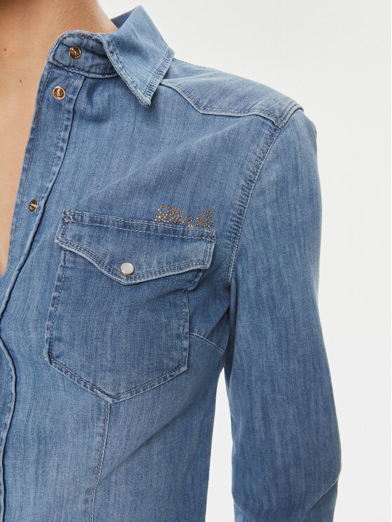 Liu Jo Liu Jo džínsová košeľa Camicia M/L Cover UXX046 D4051 Modrá Slim Fit