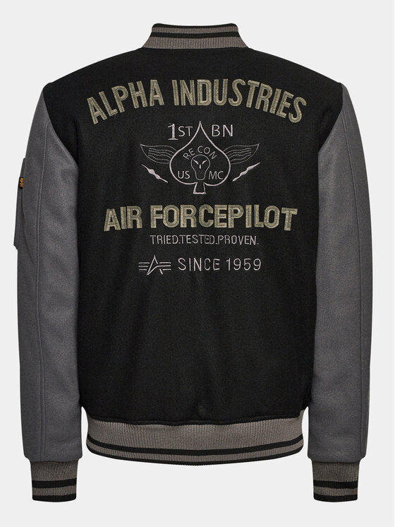 Alpha Industries Alpha Industries Μπόμπερ μπουφάν Varsity Air Force 138107 Μαύρο Regular Fit