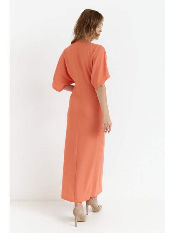 Makover Makover Sukienka codzienna K163 Pomarańczowy Modern Fit