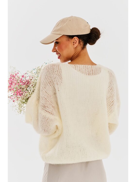 NAOKO NAOKO Kardigan Ivory Echo Zielony Oversize