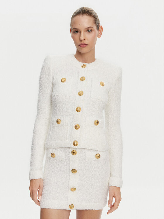Dámský Kardigan Balmain, Velikost:42, Barva: Bílá, DF1SK249KH10