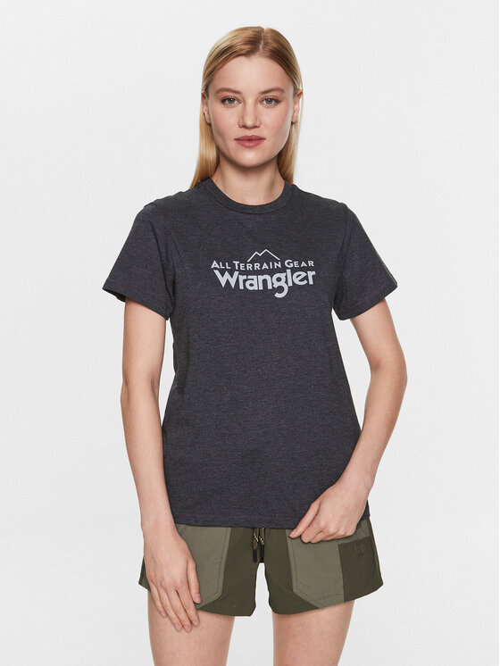 Wrangler T-krekls Logo Tee WC5FGEB00 112326375 Pelēks Regular Fit