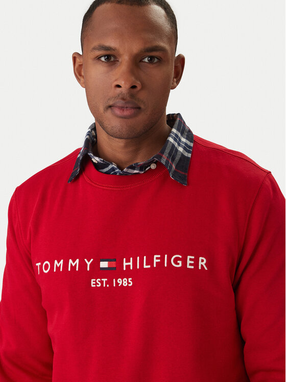 Tommy Hilfiger Tommy Hilfiger Pulóver Logo MW0MW11596 Piros Regular Fit