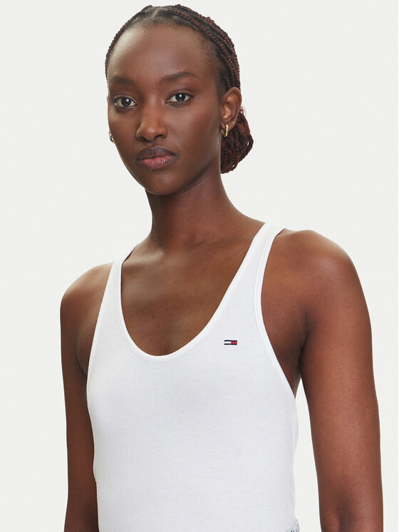 Tommy Jeans Tommy Jeans Top DW0DW20917 Biały Regular Fit