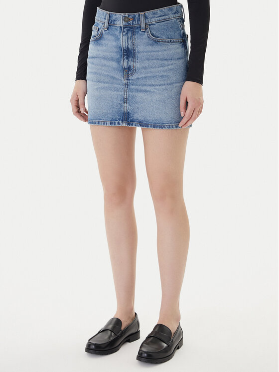 Guess Jeans Džínsová sukňa W5GD0Q D5M4A Modrá Regular Fit