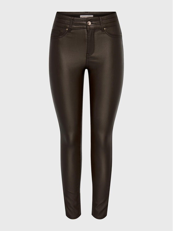 ONLY Pantaloni din imitație de piele Wauw-Nya 15271919 Maro Slim Fit