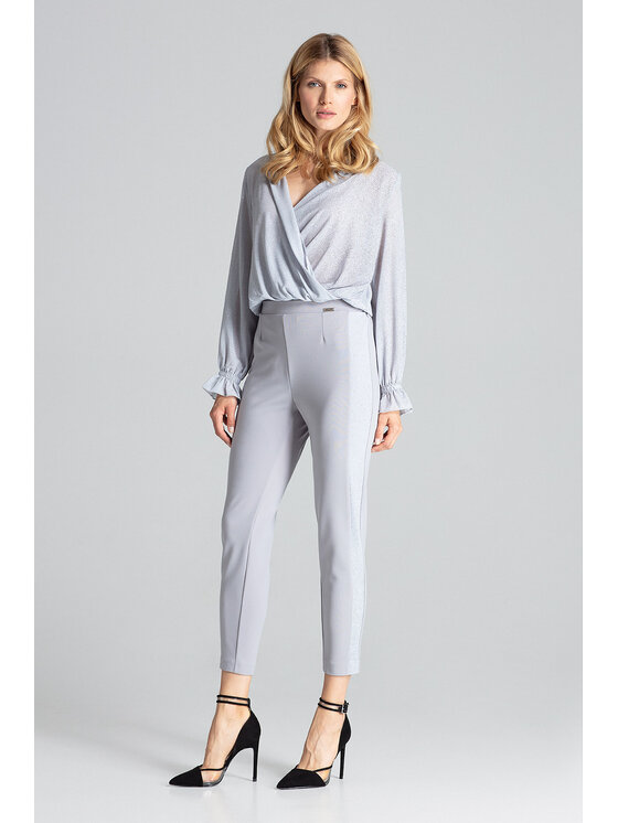 FIGL FIGL Dámské kalhoty M689 Šedá Regular Fit