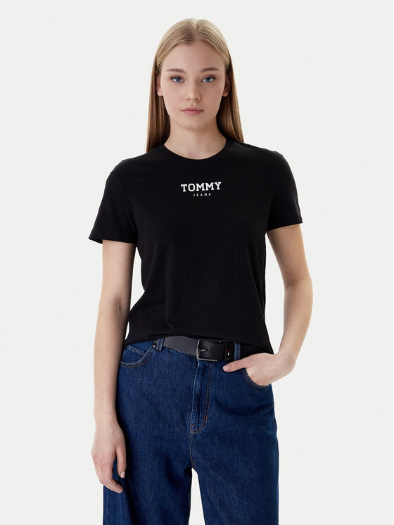 Tommy Jeans Tricou Essential DW0DW21842 Negru Regular Fit