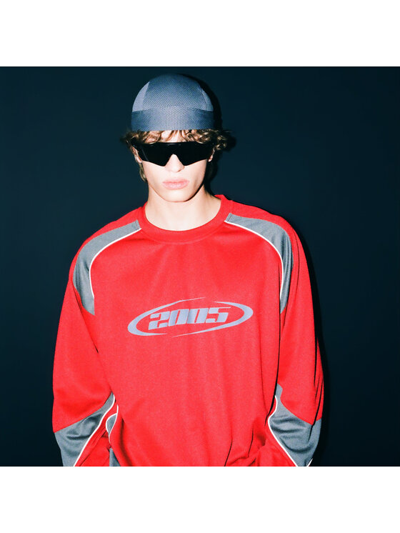 2005 2005 Longsleeve Racing Red Czerwony Oversize