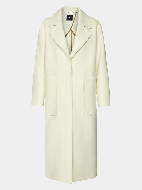 BOSS Boss Cappotto di lana Caridi 50510308 Écru Relaxed Fit