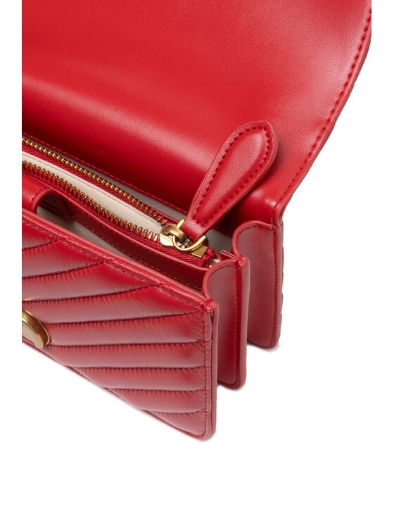 PINKO PINKO Torebka Red Leather Love One Mini Shoulder Czerwony