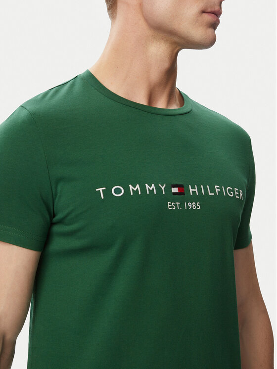 Tommy Hilfiger Tommy Hilfiger T-Shirt Logo MW0MW11797 Σκούρο πράσινο Slim Fit
