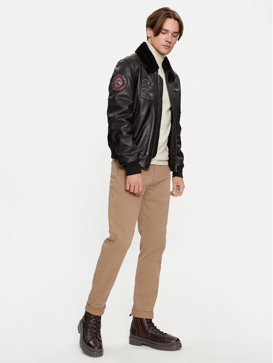 Aeronautica Militare Aeronautica Militare Giacca di pelle 232PN936PL199 Nero Regular Fit