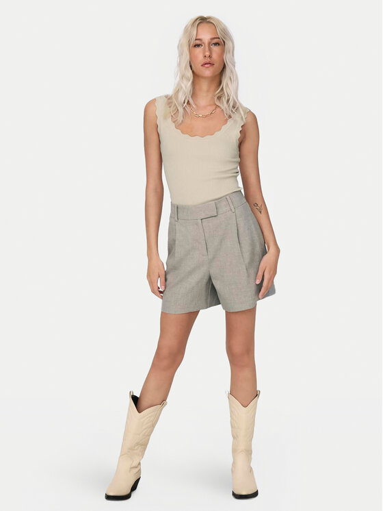 ONLY ONLY Kratke hlače Linda 15283727 Siva Wide Leg