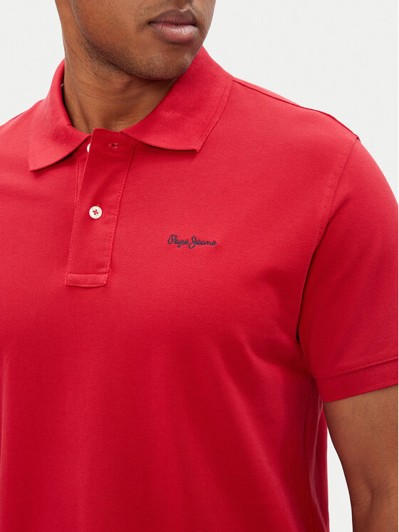 Pepe Jeans Pepe Jeans Тениска с яка и копчета Essential PM542298 Червен Regular Fit