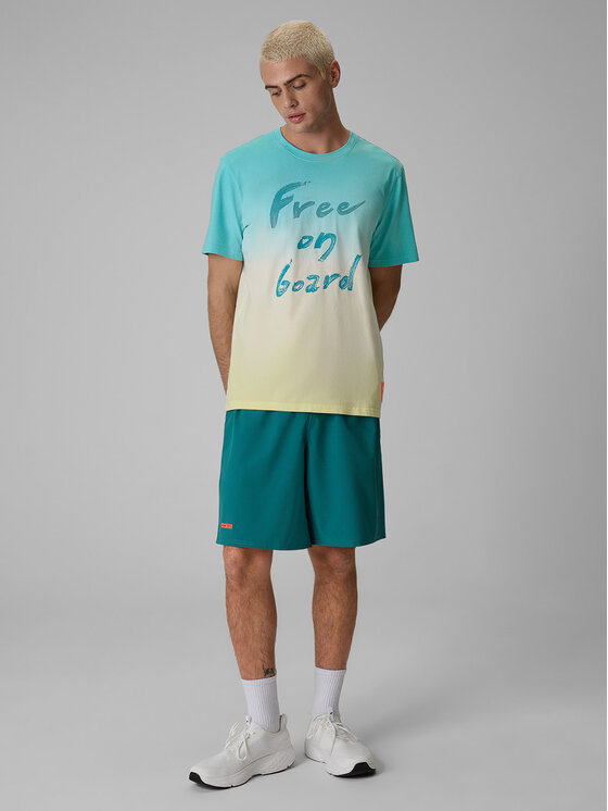 4F 4F T-Shirt FOB SUMMER Turkusowy Regular Fit