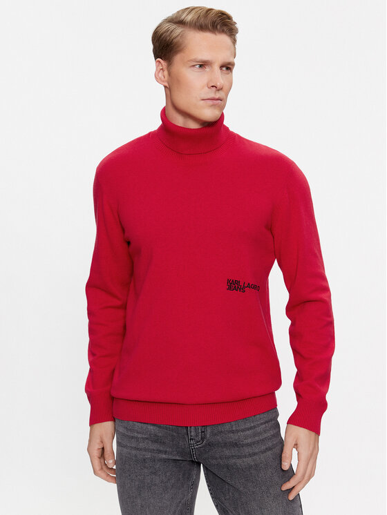 KARL LAGERFELD Krekls ar augstu apkakli Klj Lightweight Turtleneck 236D2000 Sarkans Slim Fit