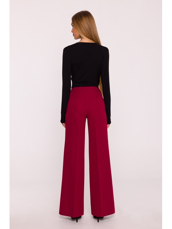 Made of Emotion Made of Emotion Spodnie materiałowe M875 Bordowy Wide Leg