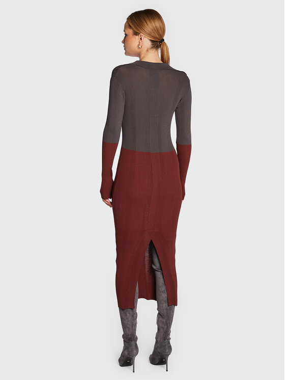 Vestito di maglia Joy LS Knit RM1513 Bordeaux Slim...