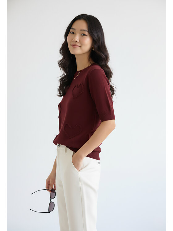 FIGL FIGL Sweter M1278 Bordowy Regular Fit