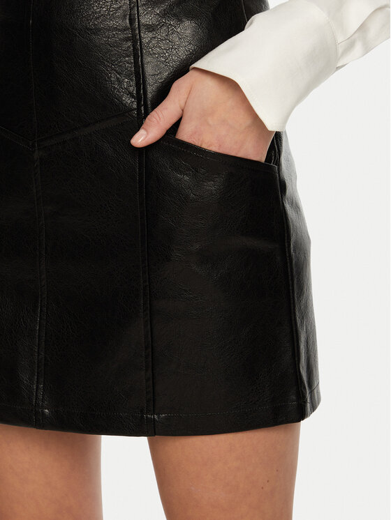 Brave Soul Brave Soul Fustă din imitație de piele LSKJ-272TIABLK Negru Regular Fit