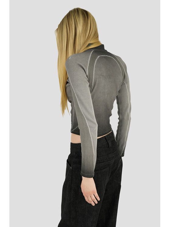 2005 2005 Longsleeve Quarter-Zip Women Szary Slim Fit