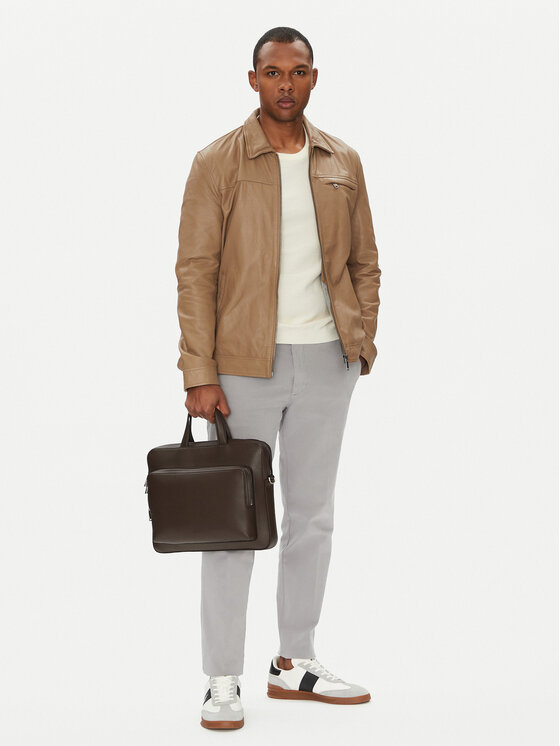 Calvin Klein Geantă pentru laptop Micro Pebble Slim Briefcase 36 LV04D3012G Maro