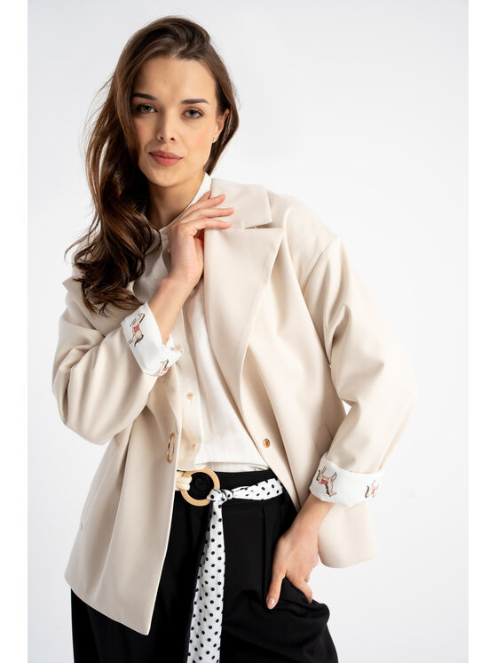 CLICK CLICK Μπουφάν μεταβατικό 71-0099 Ανοιχτό μπεζ Loose Fit