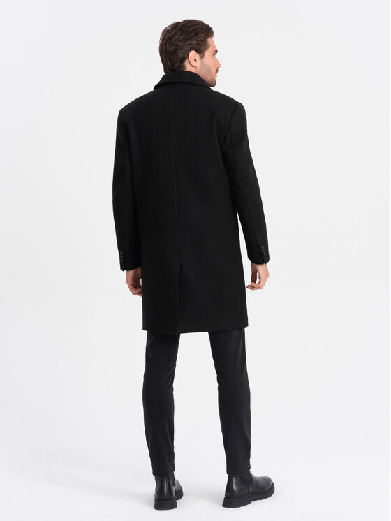 Ombre Ombre Płaszcz OM-COWC-0106 Czarny Regular Fit