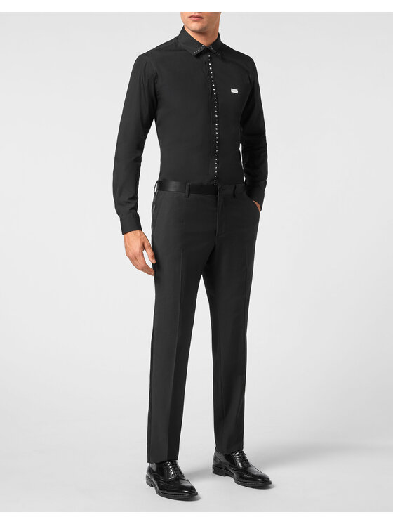 PHILIPP PLEIN PHILIPP PLEIN Spodnie materiałowe 347 Czarny Regular Fit